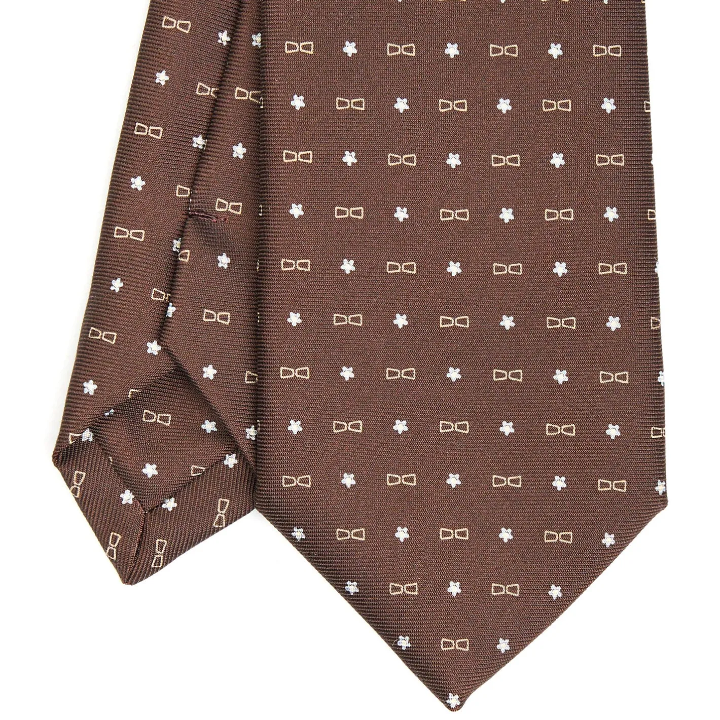 E.Marinella CRAVATTA SARTORIALE CLASSICA IN SETA MARRONE SCURO x borsalino