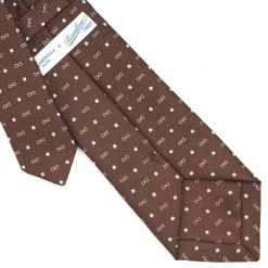 E.Marinella CRAVATTA SARTORIALE CLASSICA IN SETA MARRONE SCURO x borsalino
