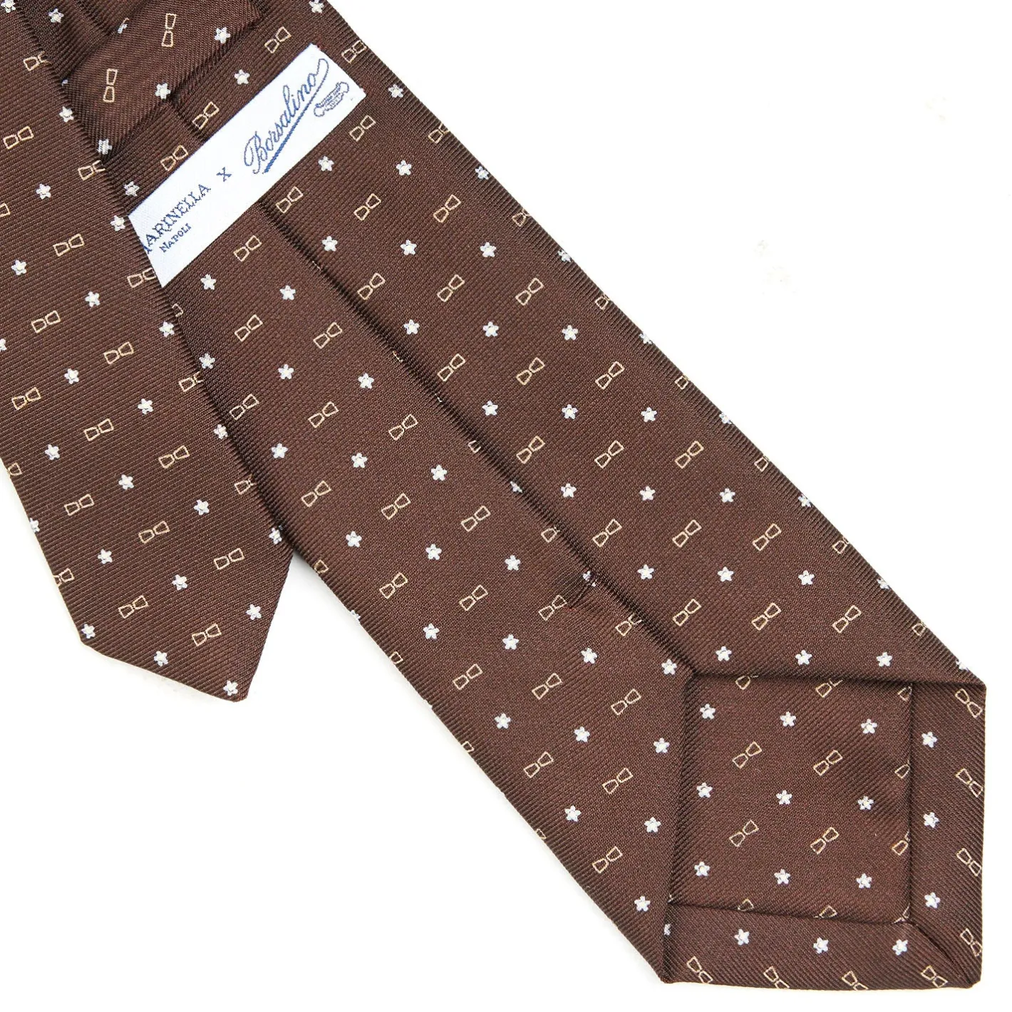 E.Marinella CRAVATTA SARTORIALE CLASSICA IN SETA MARRONE SCURO x borsalino