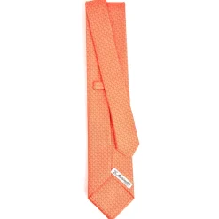 E.Marinella CRAVATTA SARTORIALE CLASSICA IN SETA ARANCIONE Microfantasia m geometrica Outlet