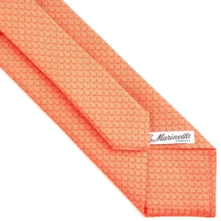 E.Marinella CRAVATTA SARTORIALE CLASSICA IN SETA ARANCIONE Microfantasia m geometrica Outlet