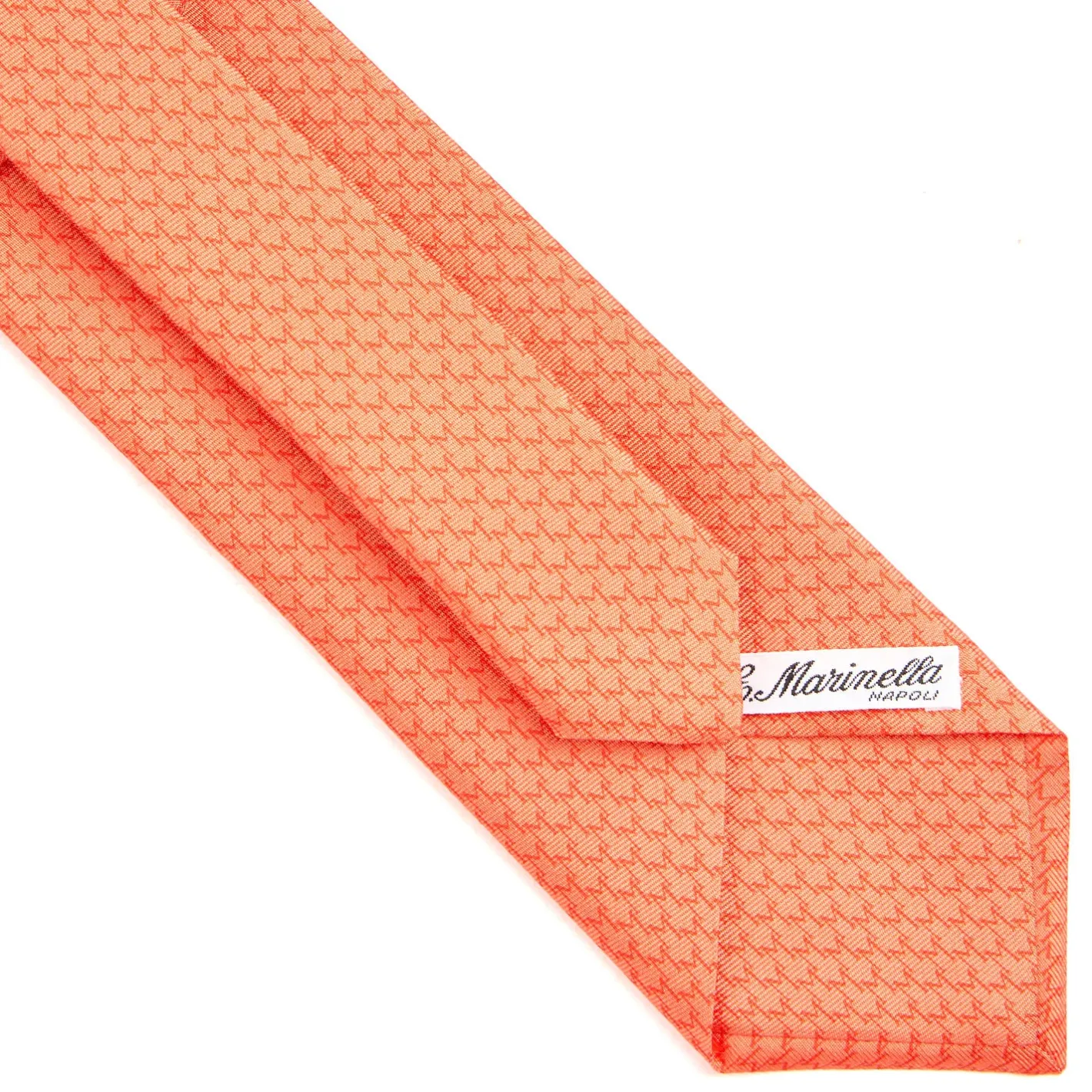 E.Marinella CRAVATTA SARTORIALE CLASSICA IN SETA ARANCIONE Microfantasia m geometrica Outlet