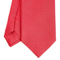 E.Marinella CRAVATTA SARTORIALE CLASSICA IN SETA ROSSA Microfantasia m geometrica New