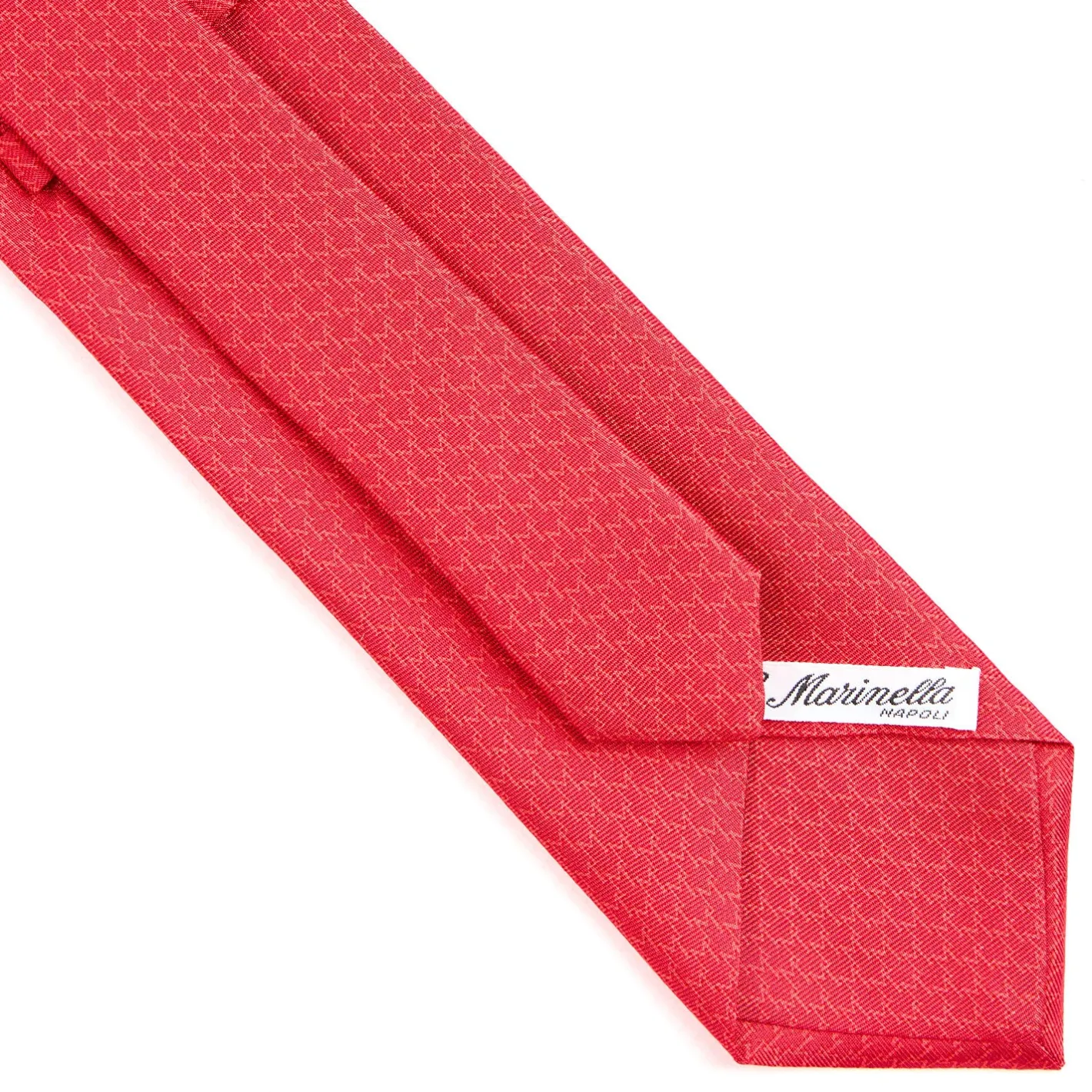 E.Marinella CRAVATTA SARTORIALE CLASSICA IN SETA ROSSA Microfantasia m geometrica New