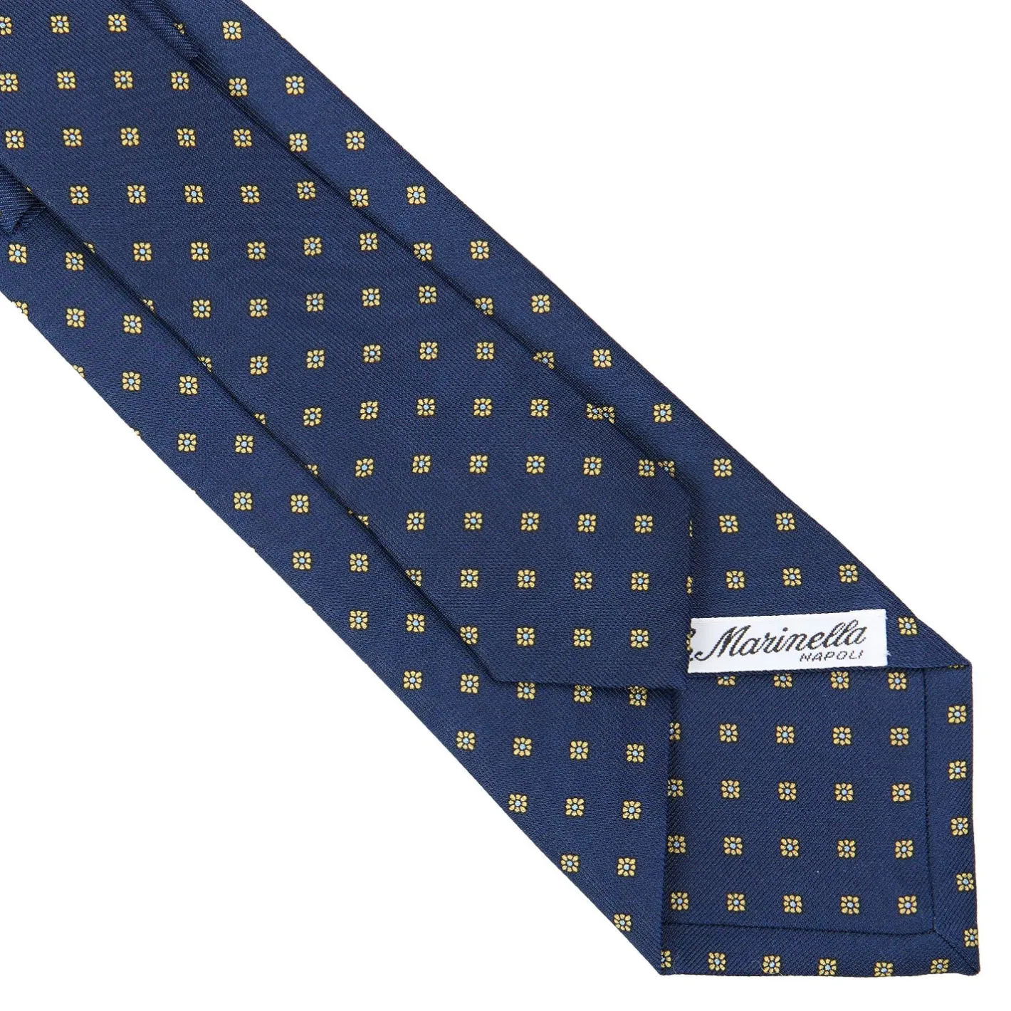 E.Marinella CRAVATTA SARTORIALE CLASSICA IN SETA BLU SCURO Microfantasia fiore Outlet