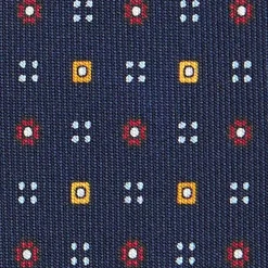 E.Marinella CRAVATTA SARTORIALE CLASSICA IN SETA BLU SCURO Microfantasia fiore
