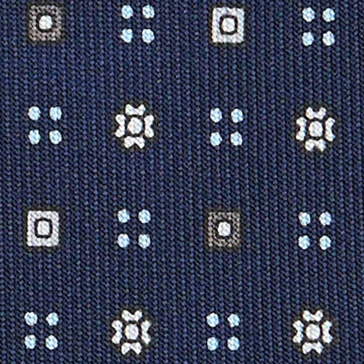 E.Marinella CRAVATTA SARTORIALE CLASSICA IN SETA BLU SCURO Microfantasia fiore New