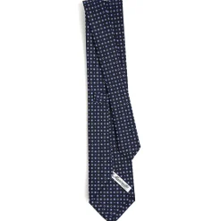 E.Marinella CRAVATTA SARTORIALE CLASSICA IN SETA BLU SCURO Microfantasia fiore Hot