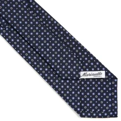 E.Marinella CRAVATTA SARTORIALE CLASSICA IN SETA BLU SCURO Microfantasia fiore Hot