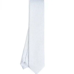 E.Marinella CRAVATTA SARTORIALE CLASSICA IN SETA BIANCA Microfantasia m geometrica Online