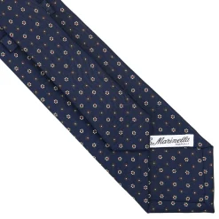E.Marinella CRAVATTA SARTORIALE CLASSICA IN SETA BLU SCURO Microfantasia fiore Sale