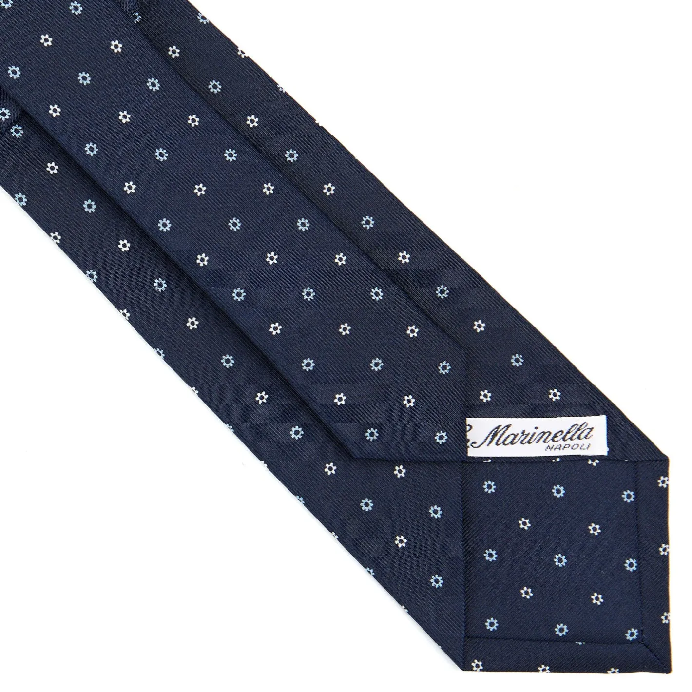 E.Marinella CRAVATTA SARTORIALE CLASSICA IN SETA BLU SCURO Microfantasia fiore Discount