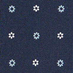 E.Marinella CRAVATTA SARTORIALE CLASSICA IN SETA BLU SCURO Microfantasia fiore Discount