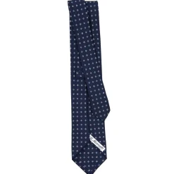 E.Marinella CRAVATTA SARTORIALE CLASSICA IN SETA BLU SCURO Microfantasia fiore