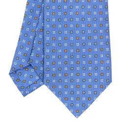 E.Marinella CRAVATTA SARTORIALE CLASSICA IN SETA AZZURRO POLVERE Microfantasia fiore Hot