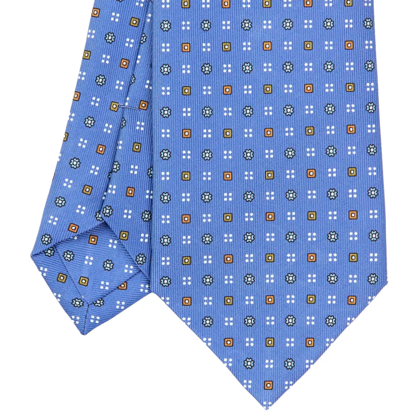 E.Marinella CRAVATTA SARTORIALE CLASSICA IN SETA AZZURRO POLVERE Microfantasia fiore Hot