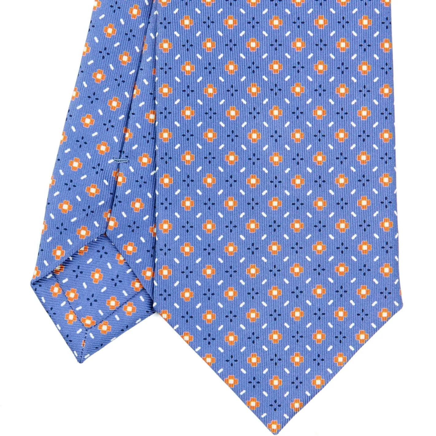 E.Marinella CRAVATTA SARTORIALE CLASSICA IN SETA AZZURRO POLVERE Microfantasia fiore Hot