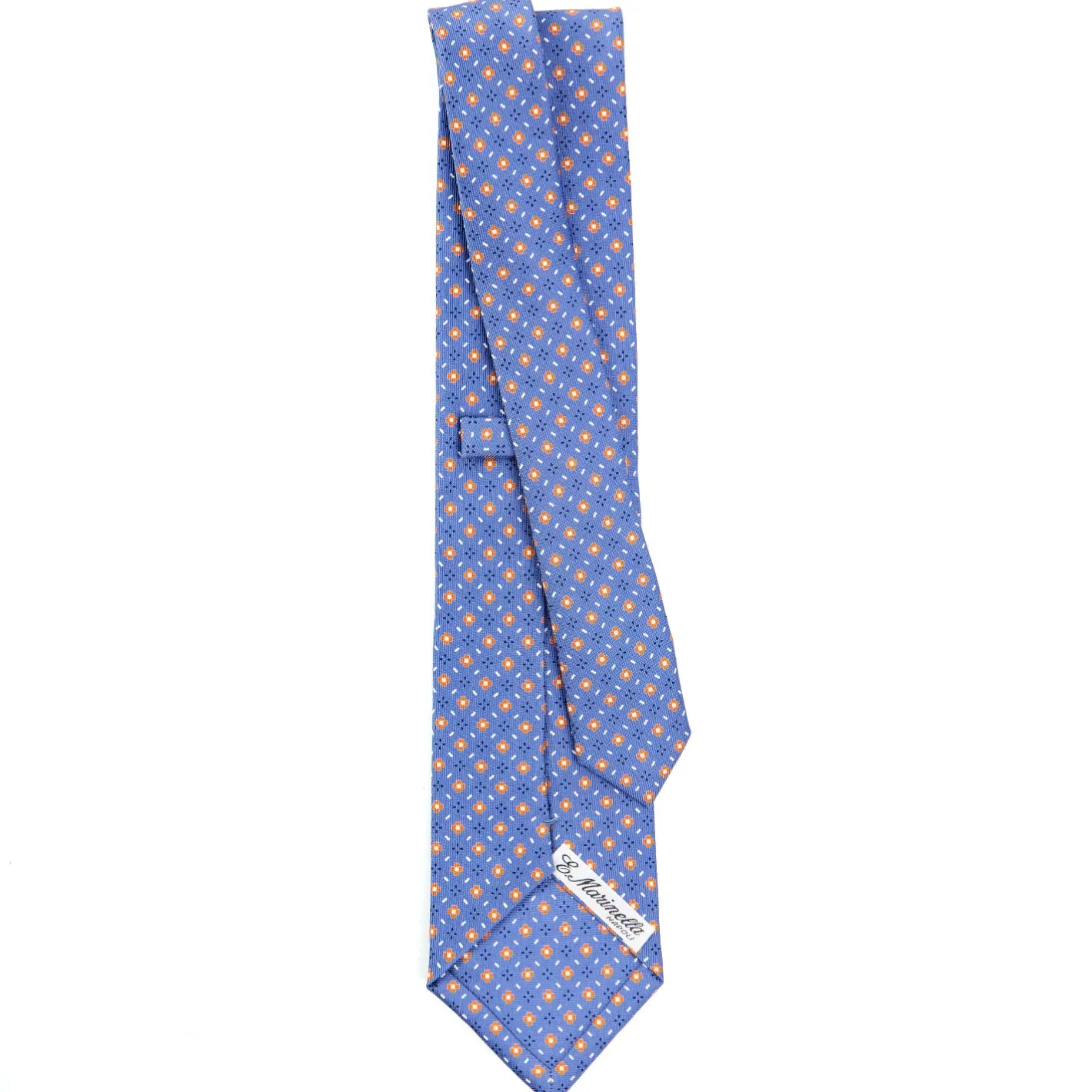 E.Marinella CRAVATTA SARTORIALE CLASSICA IN SETA AZZURRO POLVERE Microfantasia fiore Hot