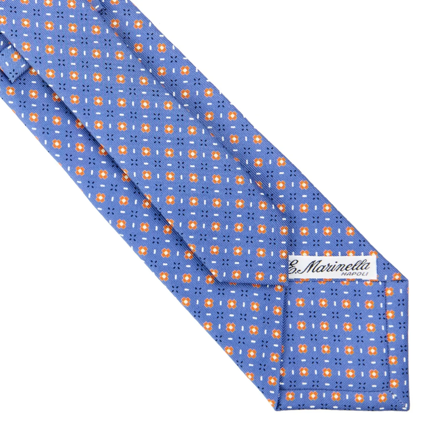 E.Marinella CRAVATTA SARTORIALE CLASSICA IN SETA AZZURRO POLVERE Microfantasia fiore Hot