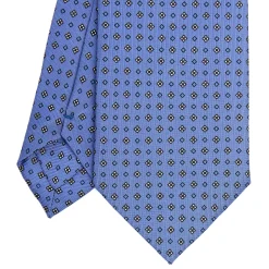 E.Marinella CRAVATTA SARTORIALE CLASSICA IN SETA AZZURRO POLVERE Microfantasia fiore Clearance