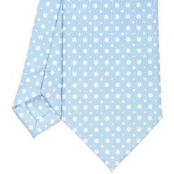 E.Marinella CRAVATTA SARTORIALE CLASSICA IN SETA AZZURRO Microfantasia fiore