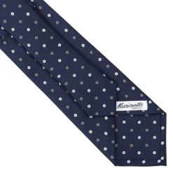 E.Marinella CRAVATTA SARTORIALE CLASSICA IN SETA BLU SCURO Microfantasia fiore New