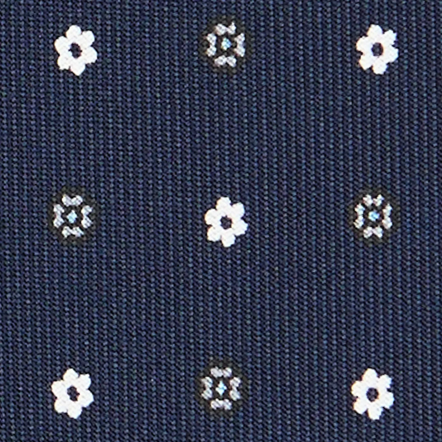 E.Marinella CRAVATTA SARTORIALE CLASSICA IN SETA BLU SCURO Microfantasia fiore New