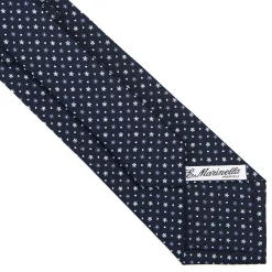 E.Marinella CRAVATTA SARTORIALE CLASSICA IN SETA BLU SCURO Microfantasia fiore Outlet