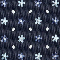 E.Marinella CRAVATTA SARTORIALE CLASSICA IN SETA BLU SCURO Microfantasia fiore Outlet