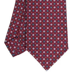 E.Marinella CRAVATTA SARTORIALE CLASSICA IN SETA BORDEAUX Microfantasia fiore New