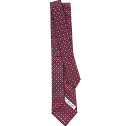 E.Marinella CRAVATTA SARTORIALE CLASSICA IN SETA BORDEAUX Microfantasia fiore New