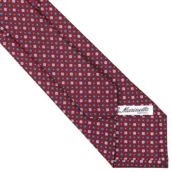 E.Marinella CRAVATTA SARTORIALE CLASSICA IN SETA BORDEAUX Microfantasia fiore New