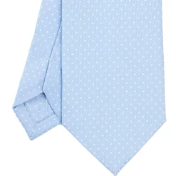 E.Marinella CRAVATTA SARTORIALE CLASSICA IN SETA AZZURRA Pois