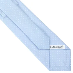 E.Marinella CRAVATTA SARTORIALE CLASSICA IN SETA AZZURRA Pois