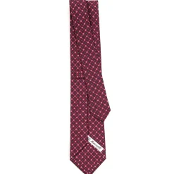 E.Marinella CRAVATTA SARTORIALE CLASSICA IN SETA BORDEAUX Microfantasia fiore Best