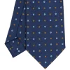 E.Marinella CRAVATTA SARTORIALE CLASSICA IN SETA BLU SCURO Microfantasia fiore Outlet