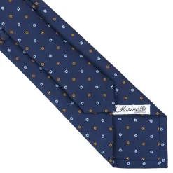 E.Marinella CRAVATTA SARTORIALE CLASSICA IN SETA BLU SCURO Microfantasia fiore Outlet