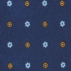 E.Marinella CRAVATTA SARTORIALE CLASSICA IN SETA BLU SCURO Microfantasia fiore Outlet