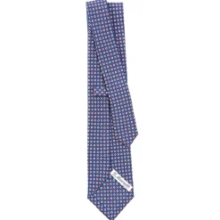 E.Marinella CRAVATTA SARTORIALE CLASSICA IN SETA BLU Microfantasia fiore