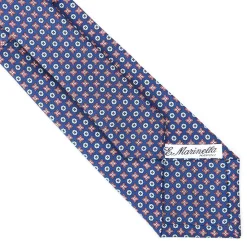 E.Marinella CRAVATTA SARTORIALE CLASSICA IN SETA BLU Microfantasia fiore