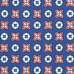 E.Marinella CRAVATTA SARTORIALE CLASSICA IN SETA BLU Microfantasia fiore