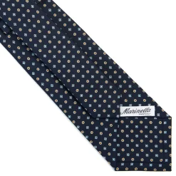 E.Marinella CRAVATTA SARTORIALE CLASSICA IN SETA BLU SCURO Microfantasia fiore Best