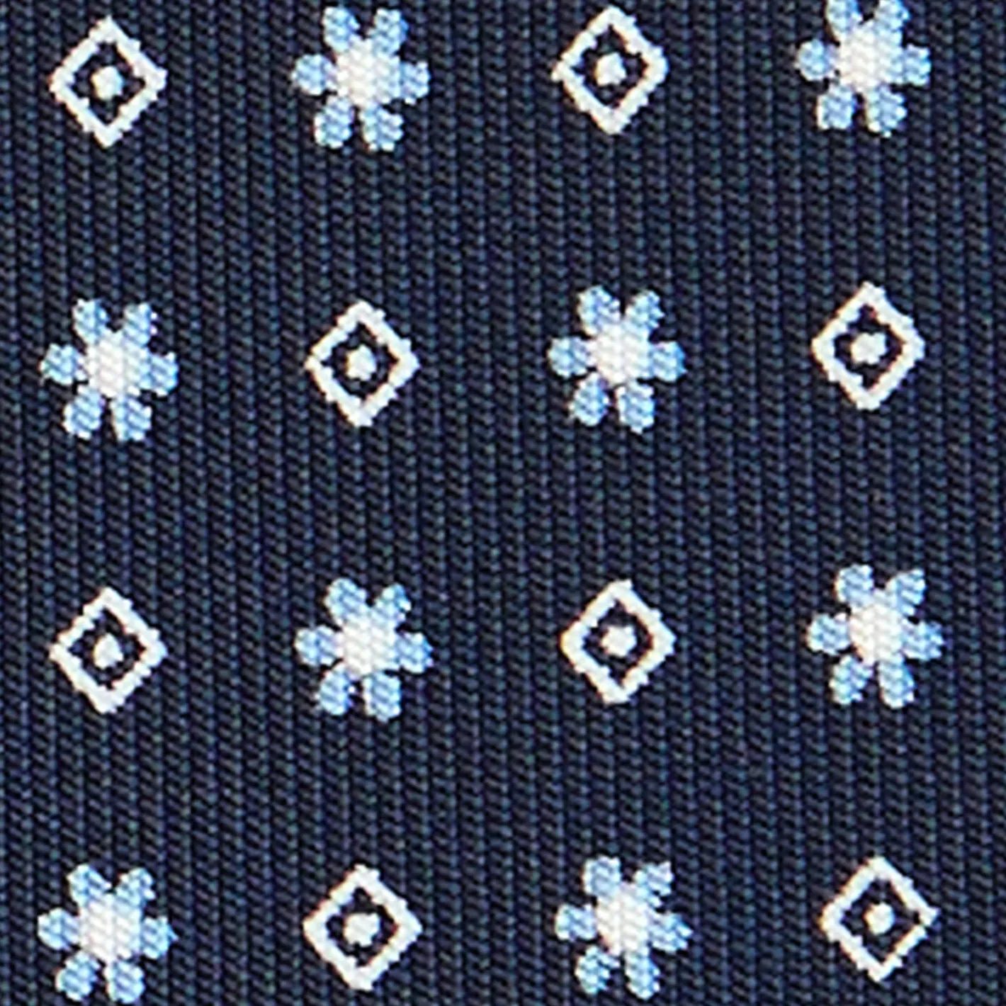 E.Marinella CRAVATTA SARTORIALE CLASSICA IN SETA BLU SCURO Microfantasia fiore New