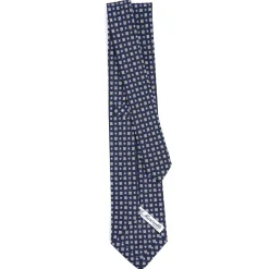 E.Marinella CRAVATTA SARTORIALE CLASSICA IN SETA BLU SCURO Microfantasia fiore Best