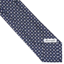 E.Marinella CRAVATTA SARTORIALE CLASSICA IN SETA BLU SCURO Microfantasia fiore Best