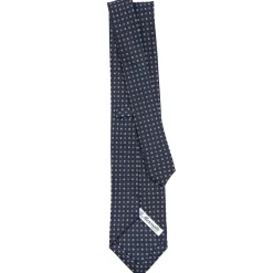 E.Marinella CRAVATTA SARTORIALE CLASSICA IN SETA BLU SCURO Microfantasia fiore Outlet