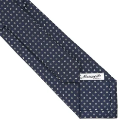 E.Marinella CRAVATTA SARTORIALE CLASSICA IN SETA BLU SCURO Microfantasia fiore Outlet