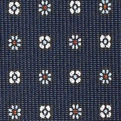 E.Marinella CRAVATTA SARTORIALE CLASSICA IN SETA BLU SCURO Microfantasia fiore Outlet