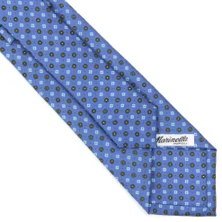 E.Marinella CRAVATTA SARTORIALE CLASSICA IN SETA AZZURRO POLVERE Microfantasia fiore New