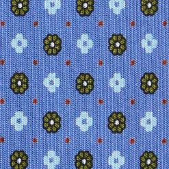 E.Marinella CRAVATTA SARTORIALE CLASSICA IN SETA AZZURRO POLVERE Microfantasia fiore New